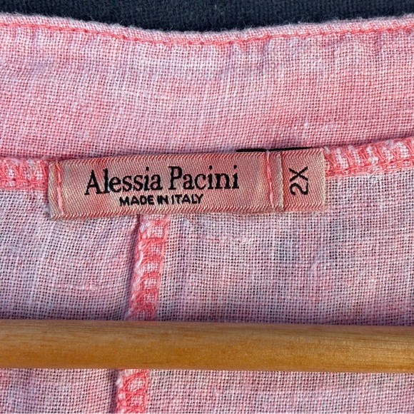 Alessia Pacini 100% Linen Lace & Pintuck Tunic Dress in Pink – Women’s Sz 2X - Picture 5 of 10